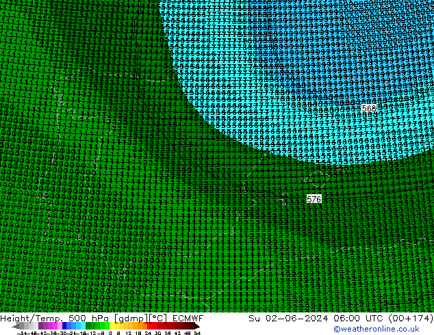 Height/Temp. 500 hPa ECMWF Su 02.06.2024 06 UTC