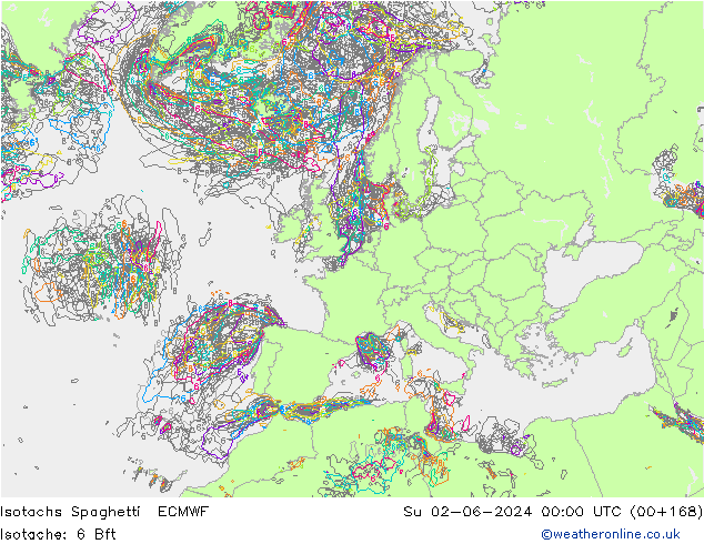 Isotachen Spaghetti ECMWF So 02.06.2024 00 UTC