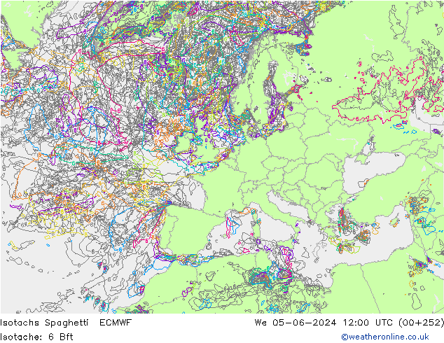 Isotachen Spaghetti ECMWF Mi 05.06.2024 12 UTC