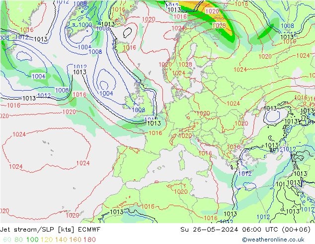 Jet stream/SLP ECMWF Su 26.05.2024 06 UTC