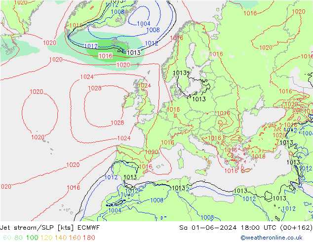 Straalstroom/SLP ECMWF za 01.06.2024 18 UTC