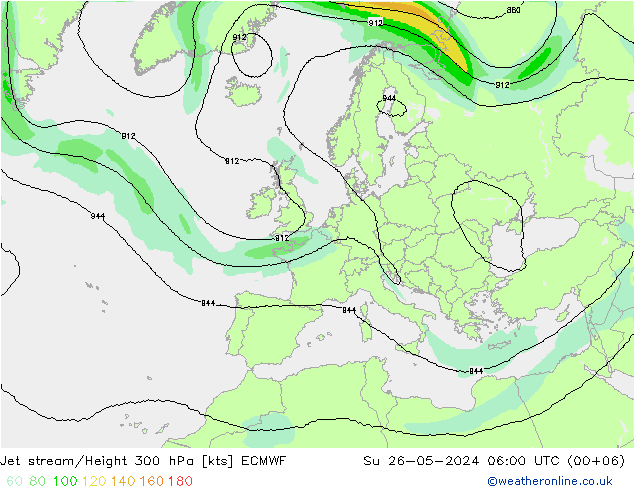 Jet Akımları ECMWF Paz 26.05.2024 06 UTC