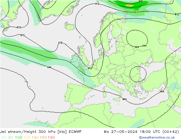 Straalstroom ECMWF ma 27.05.2024 18 UTC