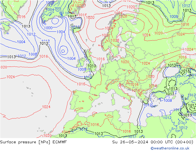 pression de l'air ECMWF dim 26.05.2024 00 UTC