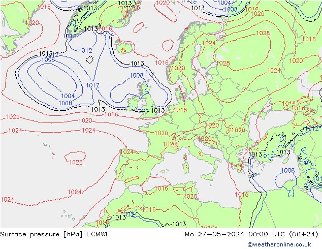 pression de l'air ECMWF lun 27.05.2024 00 UTC