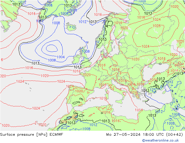 приземное давление ECMWF пн 27.05.2024 18 UTC