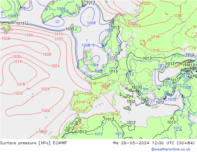 pression de l'air ECMWF mer 29.05.2024 12 UTC