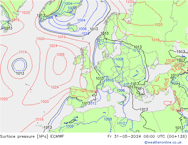 ciśnienie ECMWF pt. 31.05.2024 06 UTC