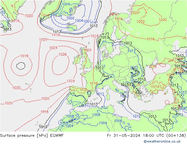 pression de l'air ECMWF ven 31.05.2024 18 UTC