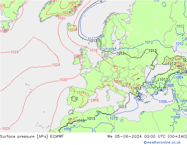 Pressione al suolo ECMWF mer 05.06.2024 00 UTC