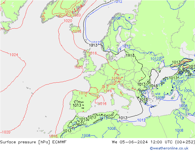 pression de l'air ECMWF mer 05.06.2024 12 UTC