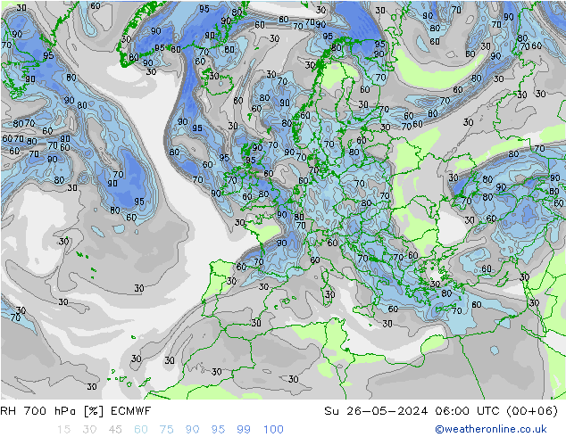 700 hPa Nispi Nem ECMWF Paz 26.05.2024 06 UTC