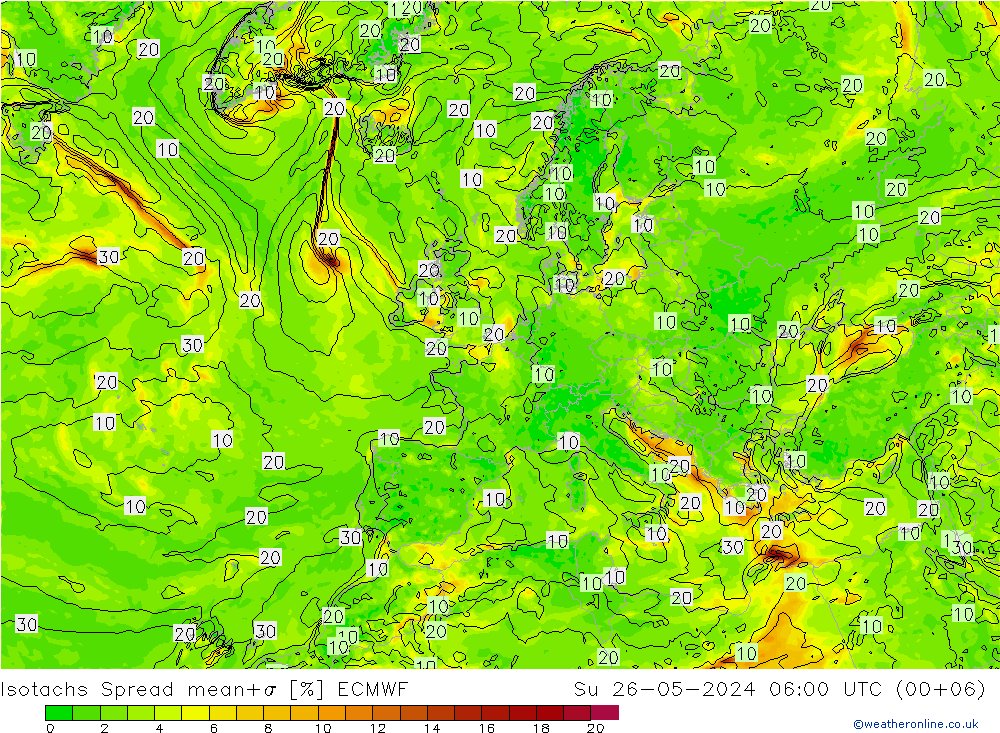 Isotachs Spread ECMWF dom 26.05.2024 06 UTC