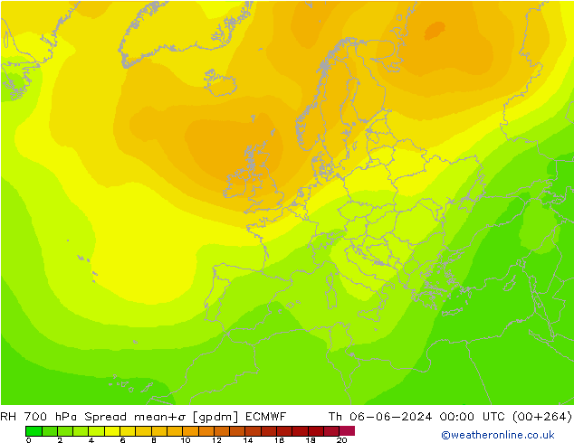 RH 700 hPa Spread ECMWF Do 06.06.2024 00 UTC