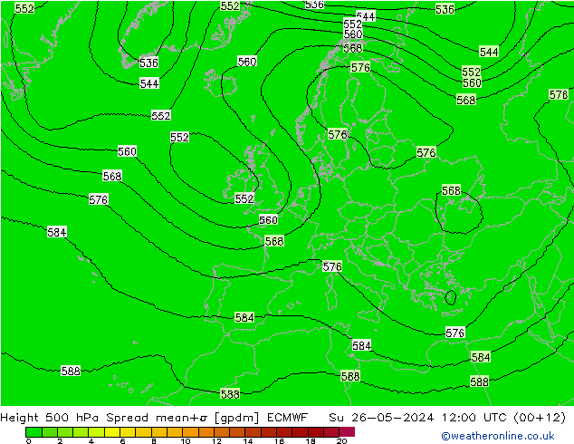 Height 500 hPa Spread ECMWF Su 26.05.2024 12 UTC