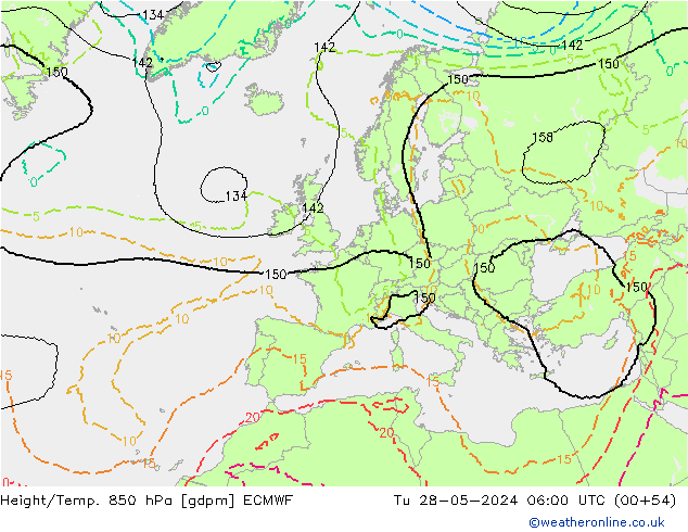 Height/Temp. 850 hPa ECMWF mar 28.05.2024 06 UTC