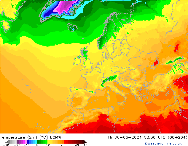 Temperaturkarte (2m) ECMWF Do 06.06.2024 00 UTC