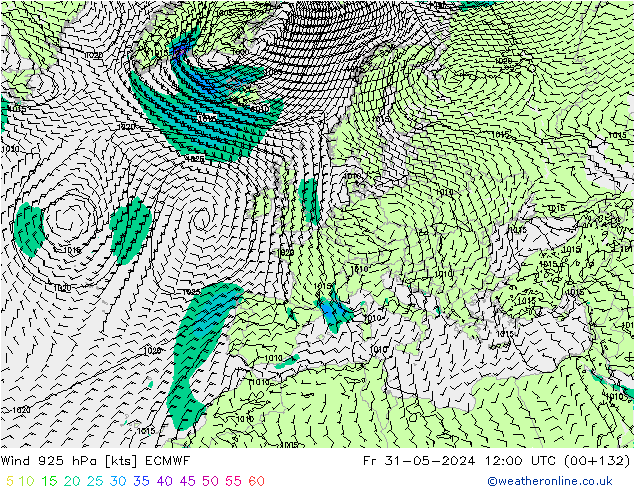 Wind 925 hPa ECMWF Fr 31.05.2024 12 UTC