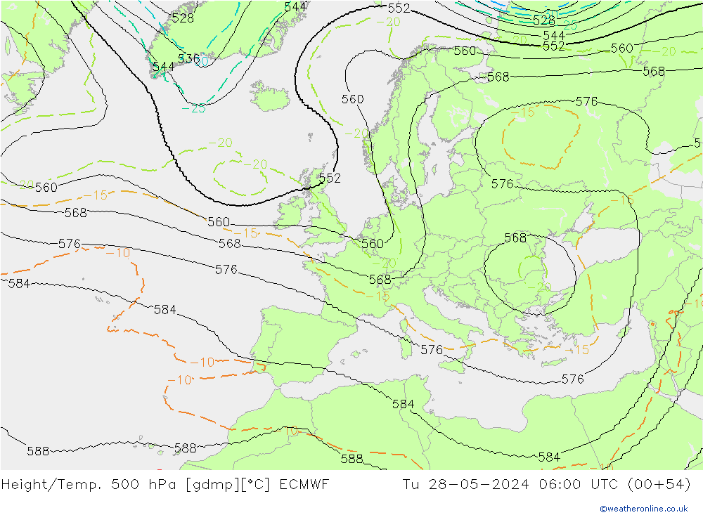 Height/Temp. 500 hPa ECMWF mar 28.05.2024 06 UTC