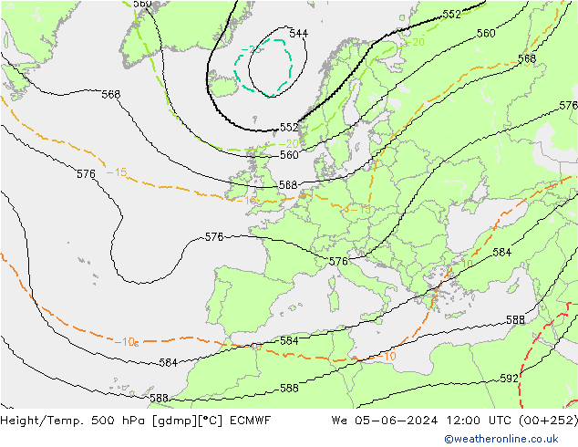 Yükseklik/Sıc. 500 hPa ECMWF Çar 05.06.2024 12 UTC