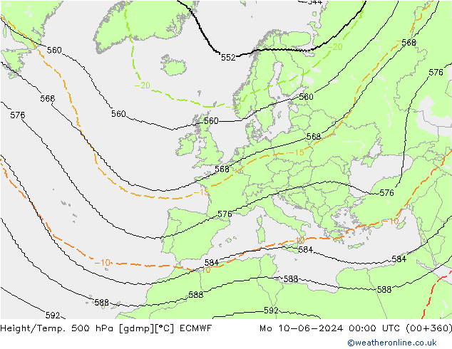 Height/Temp. 500 hPa ECMWF Seg 10.06.2024 00 UTC