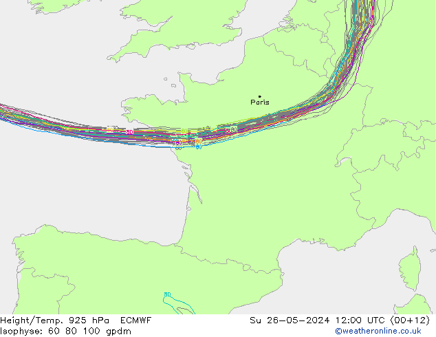 Hoogte/Temp. 925 hPa ECMWF zo 26.05.2024 12 UTC