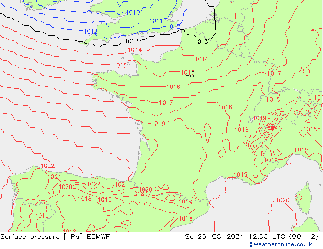 Bodendruck ECMWF So 26.05.2024 12 UTC