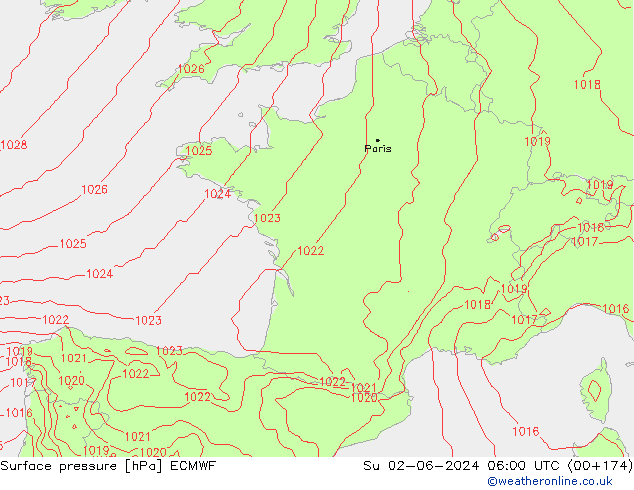 Bodendruck ECMWF So 02.06.2024 06 UTC