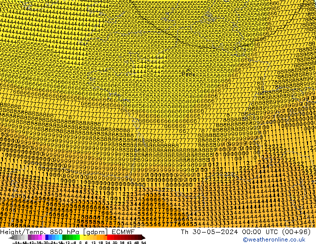 Height/Temp. 850 hPa ECMWF Th 30.05.2024 00 UTC