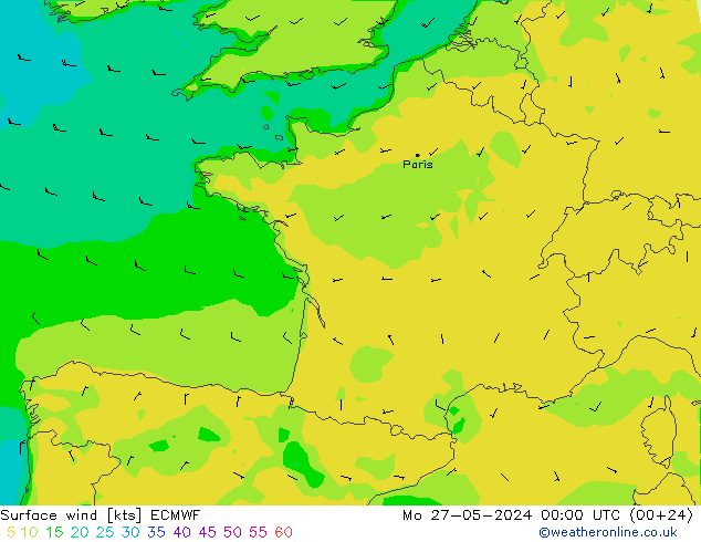 Bodenwind ECMWF Mo 27.05.2024 00 UTC