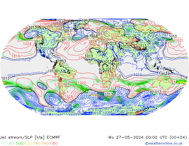 Jet stream/SLP ECMWF Po 27.05.2024 00 UTC