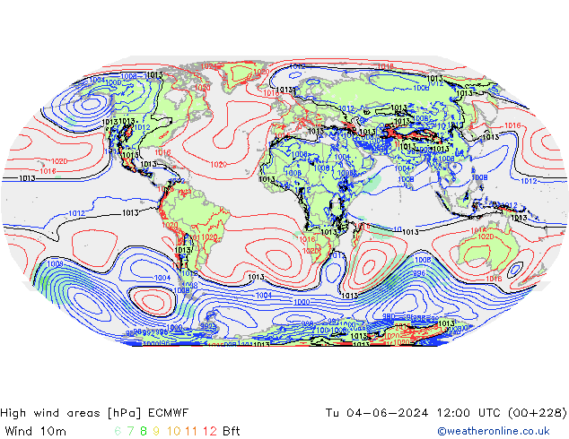 High wind areas ECMWF mar 04.06.2024 12 UTC