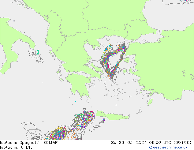 Eşrüzgar Hızları Spaghetti ECMWF Paz 26.05.2024 06 UTC