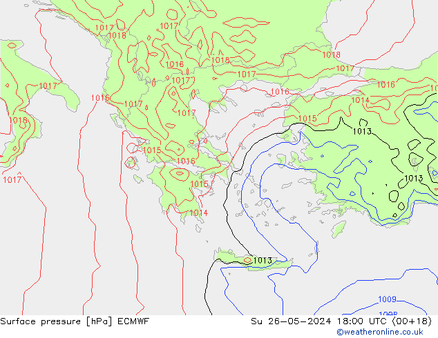 Surface pressure ECMWF Su 26.05.2024 18 UTC