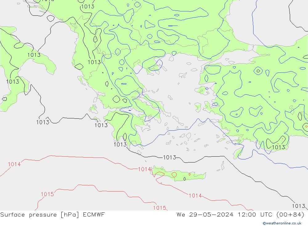 pressão do solo ECMWF Qua 29.05.2024 12 UTC