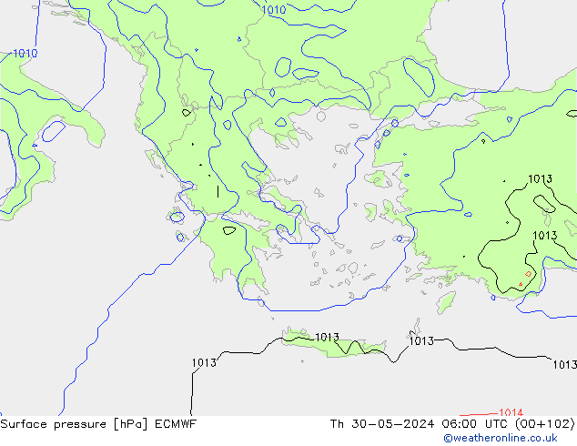 приземное давление ECMWF чт 30.05.2024 06 UTC