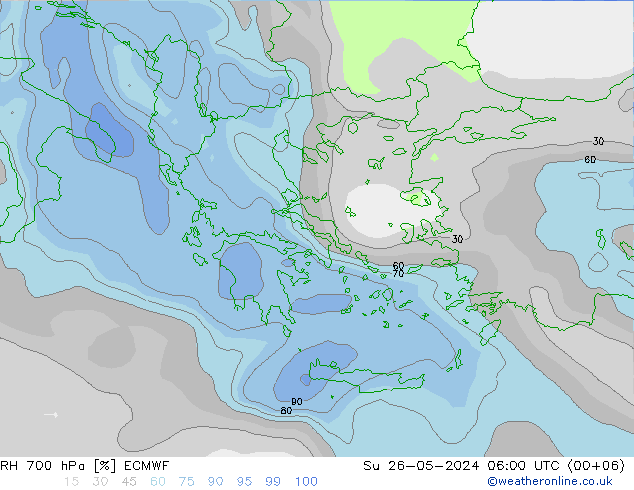 RH 700 hPa ECMWF  26.05.2024 06 UTC