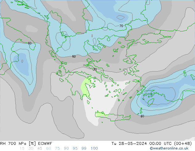 Humedad rel. 700hPa ECMWF mar 28.05.2024 00 UTC