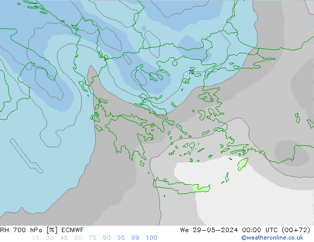 RH 700 hPa ECMWF St 29.05.2024 00 UTC