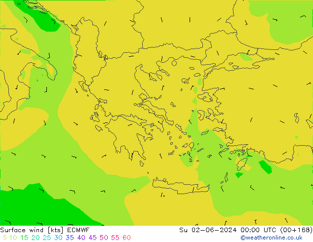 Rüzgar 10 m ECMWF Paz 02.06.2024 00 UTC