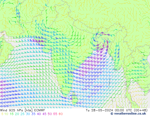 Vento 925 hPa ECMWF Ter 28.05.2024 00 UTC