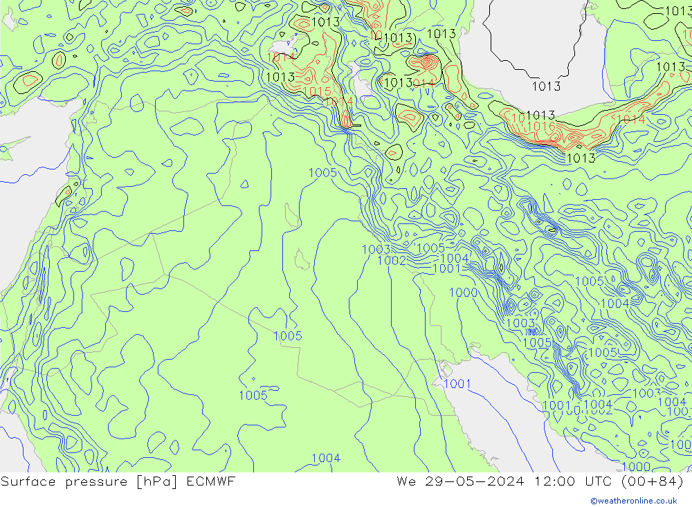 Surface pressure ECMWF We 29.05.2024 12 UTC