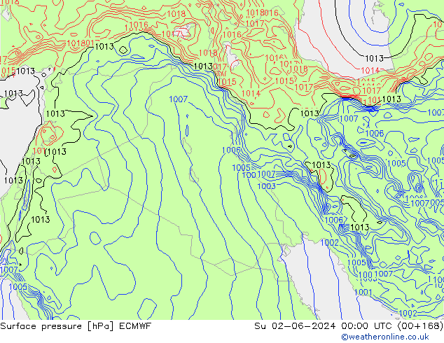 Luchtdruk (Grond) ECMWF zo 02.06.2024 00 UTC