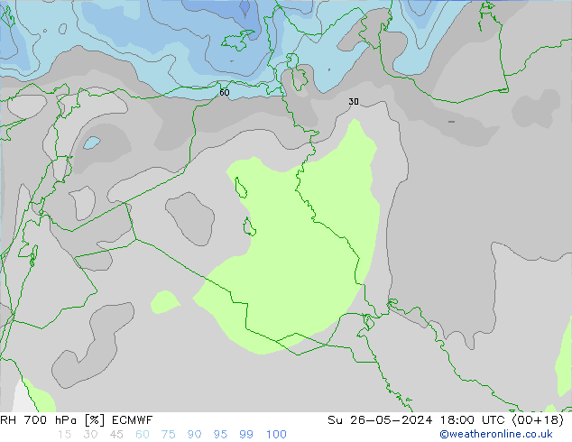 RH 700 hPa ECMWF Ne 26.05.2024 18 UTC