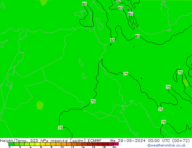 Hoogte/Temp. 925 hPa ECMWF wo 29.05.2024 00 UTC