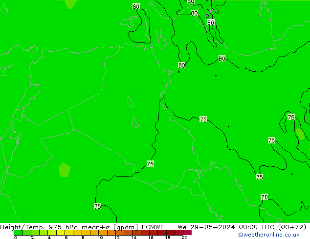 Height/Temp. 925 hPa ECMWF We 29.05.2024 00 UTC