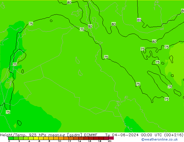 Height/Temp. 925 hPa ECMWF Ter 04.06.2024 00 UTC