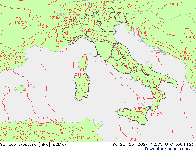 Bodendruck ECMWF So 26.05.2024 18 UTC