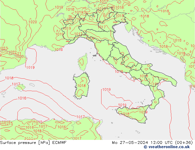 Luchtdruk (Grond) ECMWF ma 27.05.2024 12 UTC