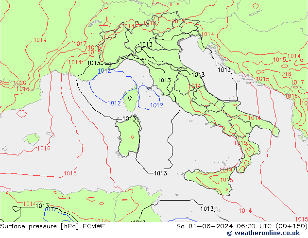 ciśnienie ECMWF so. 01.06.2024 06 UTC